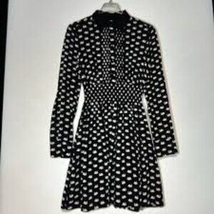 Kate Spade Swan Print Silk Blend Shirtdress Size S